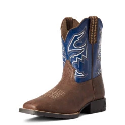 'Ariat' Youth 8" Sorting Pen Western Square Toe - Chocolate / Navy -Ariat Deals Store F21 YTH WEST 10038333 3 4 front 1024x1024@2x