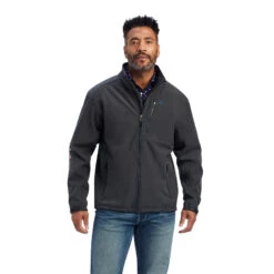 'Ariat' Men's Logo 2.0 Patriot Softshell Water Resistant Jacket - Charcoal -Ariat Deals Store F22 MNS WEST 10041439 front 1024x1024@2x