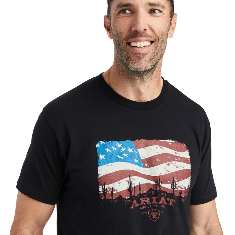 'Ariat' Men's Ariat Flagscape T-Shirt - Black 2 'Ariat' Men's Ariat Flagscape T-Shirt - Black - Image 2