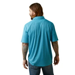 'Ariat' Men's All Over Print Polo - Peacock Blue -Ariat Deals Store S23 MNS WEST 10043337 back 1024x1024@2x