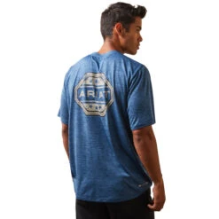 'Ariat' Men's Charger Ariat Stamp T-Shirt - Sky Fall -Ariat Deals Store S23 MNS WEST 10043769 back 1024x1024@2x