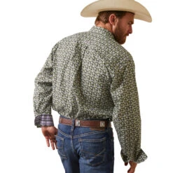 'Ariat' Men's Wrinkle Free Florian Classic Fit Button Down - Black / Green -Ariat Deals Store S23 MNS WEST 10043878 back 1024x1024@2x